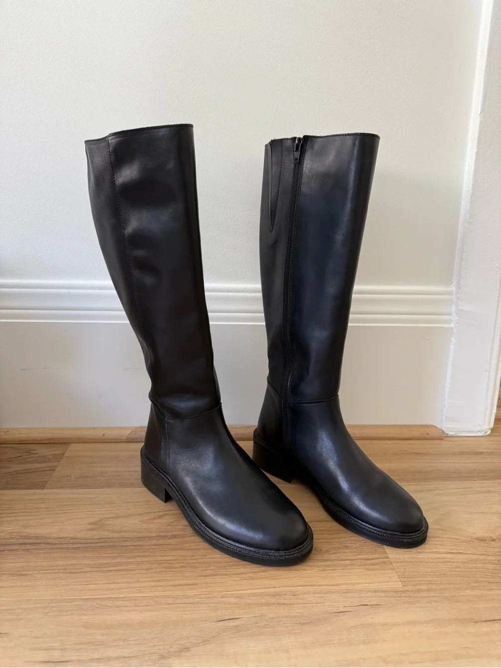 100% Genuine Leather Hush Cooper Riding Knee High Black Boots Size 7